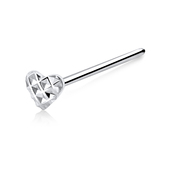 Designer Heart Shaped Silver Straight Nose Stud NSKA-05B